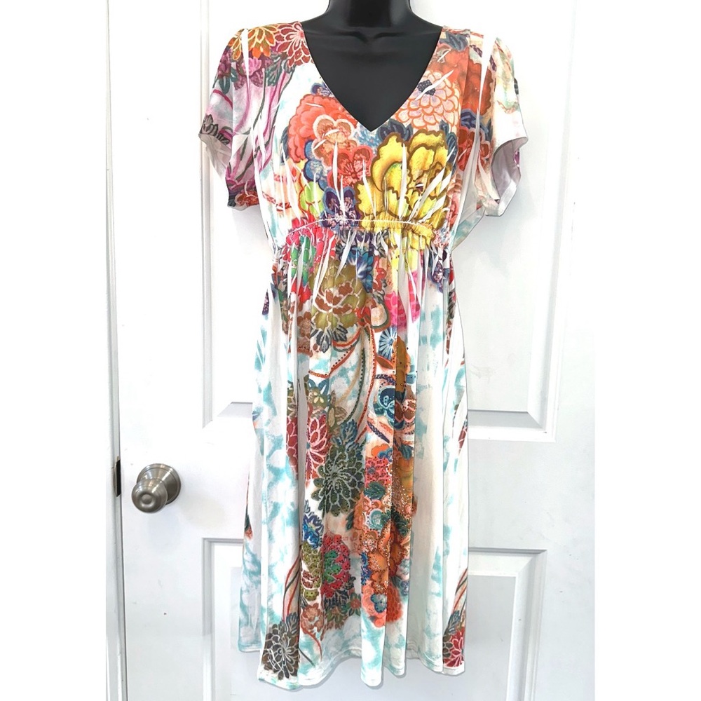 R. Rouge boutique Multicolor Short Sleeve summer dress with lots of Rhinestones